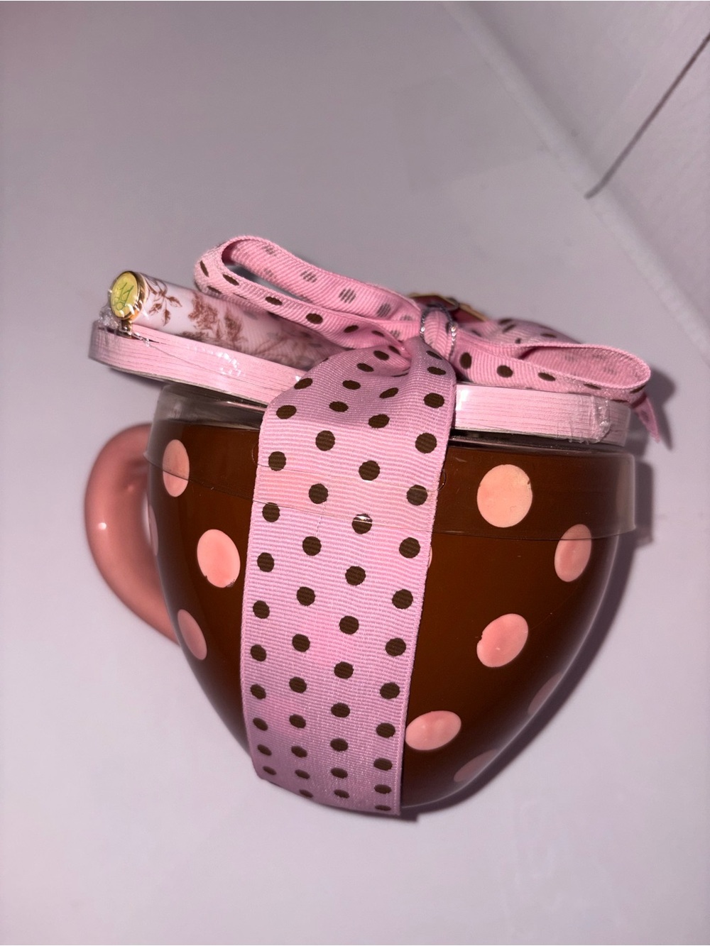 Cracker Barrel Pink Polka Dot Cup Gift Set